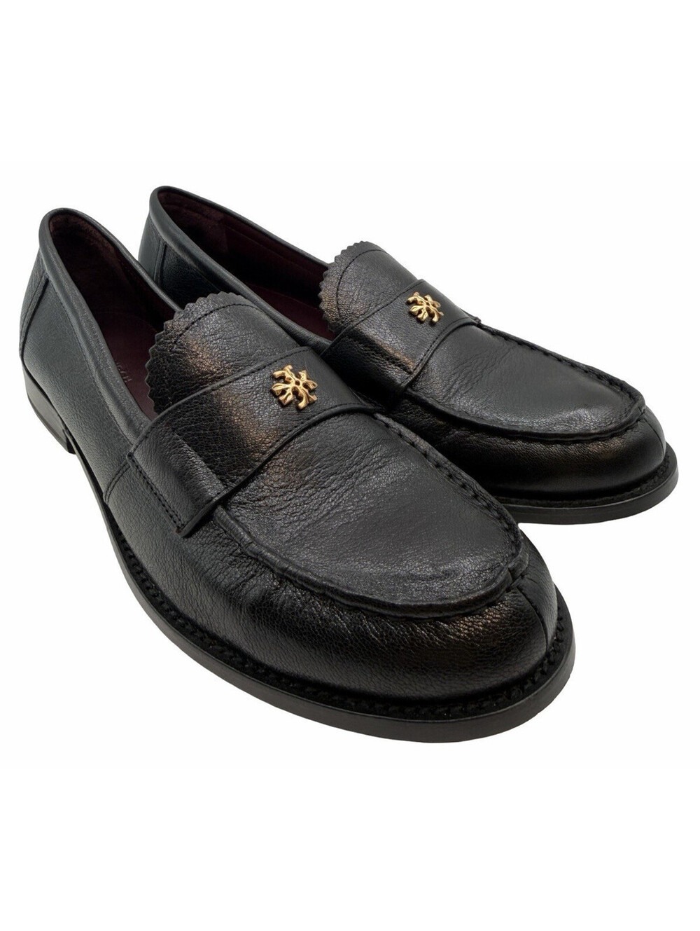 Tory Burch Jada Leather Penny Loafers Slip-On Black Size 8.5 M
